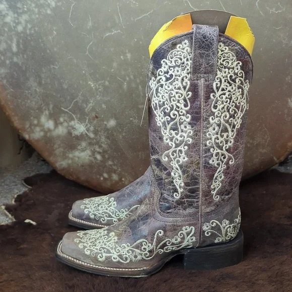 CORRAL A2663 floral embroidery "Lisa" distressed leather cowgirl boots sz6.5 NEW - Picture 4 of 16